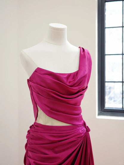 formaldressy-Dark pink stylish and elegant long satin Prom dress evening dress gh5065