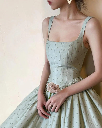 formaldressy--Green Simple And Elegant Polka Dot Long Formal Prom Dress gh5608
