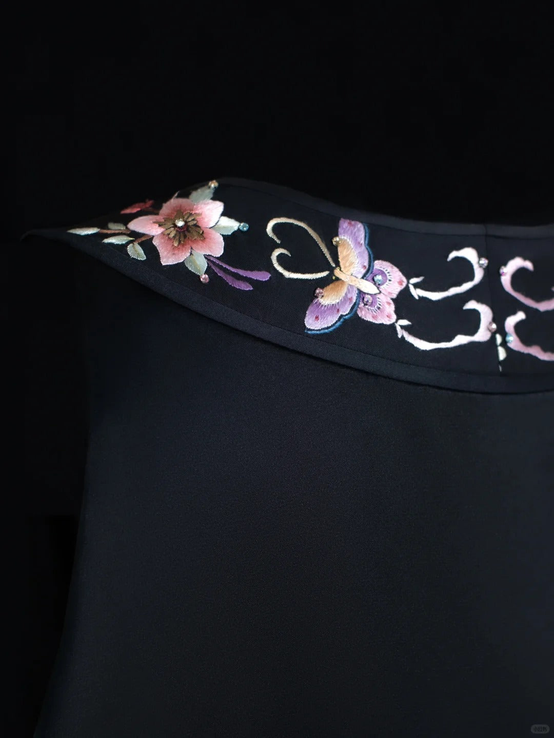 formaldressy-Black exquisite floral elegant fairy girl short satin homecoming dress birthday dress gh5371