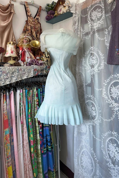 formaldressy-Retro Dress, Blue Dress, Short Dress gh6129