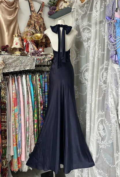 formaldressy-New A-line dark blue simple fashion elegant long satin Prom dress evening dress party dress gh5191