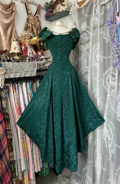 formaldressy-Green vintage short front and long back satin homecoming dress birthday dress gh5225