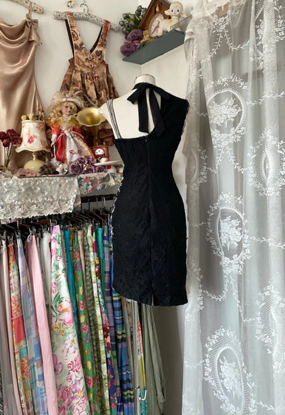 formaldressy-Black beaded vintage short lace chiffon homecoming dress birthday dress cocktail party dress gh5228