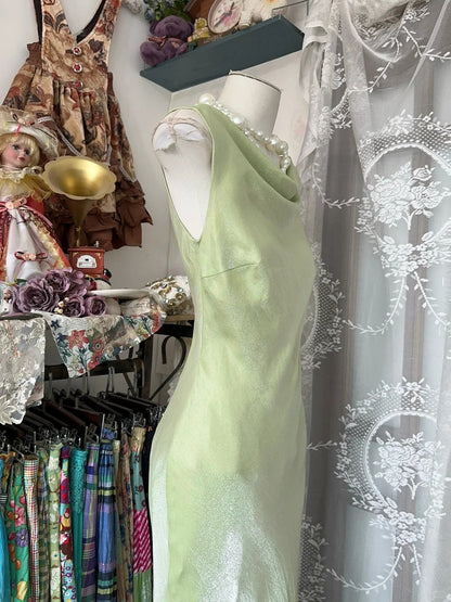 formaldressy-Green simple elegant long satin birthday dress party dress gh5179