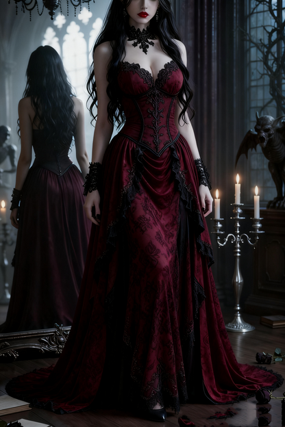 formaldressy-Purple Velvet Long Floor-Length Prom Dress With Train gh5942