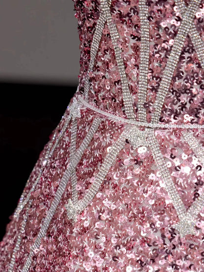 formaldressy -Pink shiny gorgeous long sequin prom dress evening dress party dress gh5118