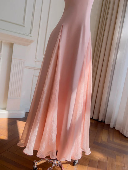 formaldressy--Pink spaghetti strap long dress gh5732