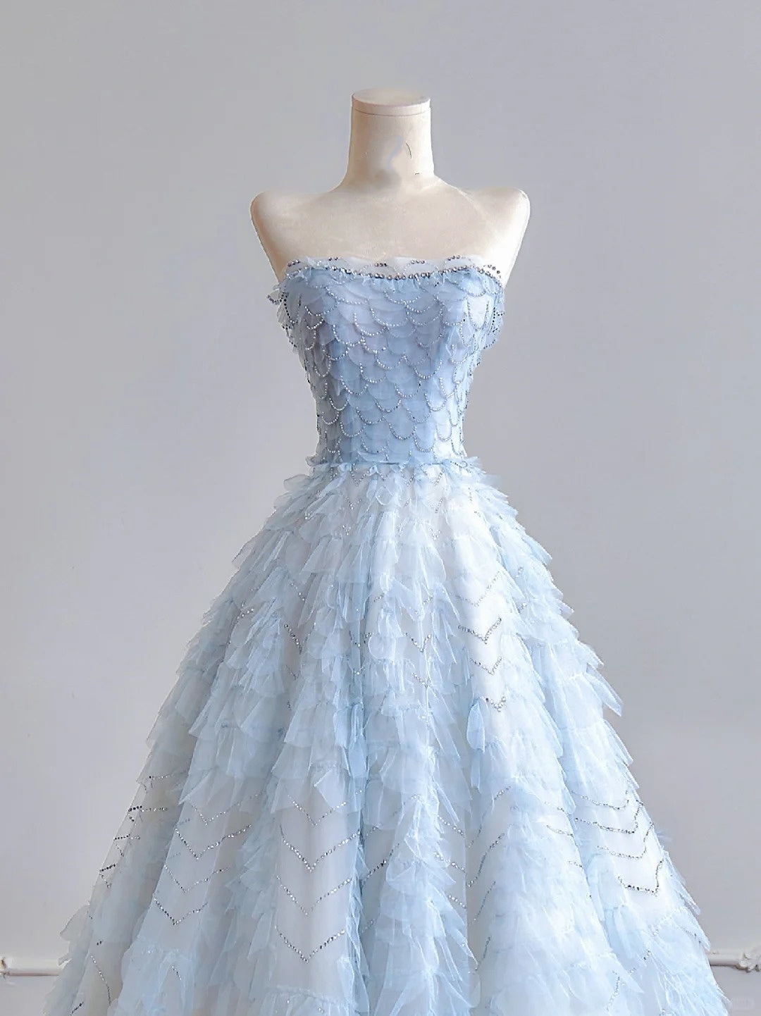 formaldressy--Light blue organza fairy long floor-length tulle prom dress wedding dress gh5487