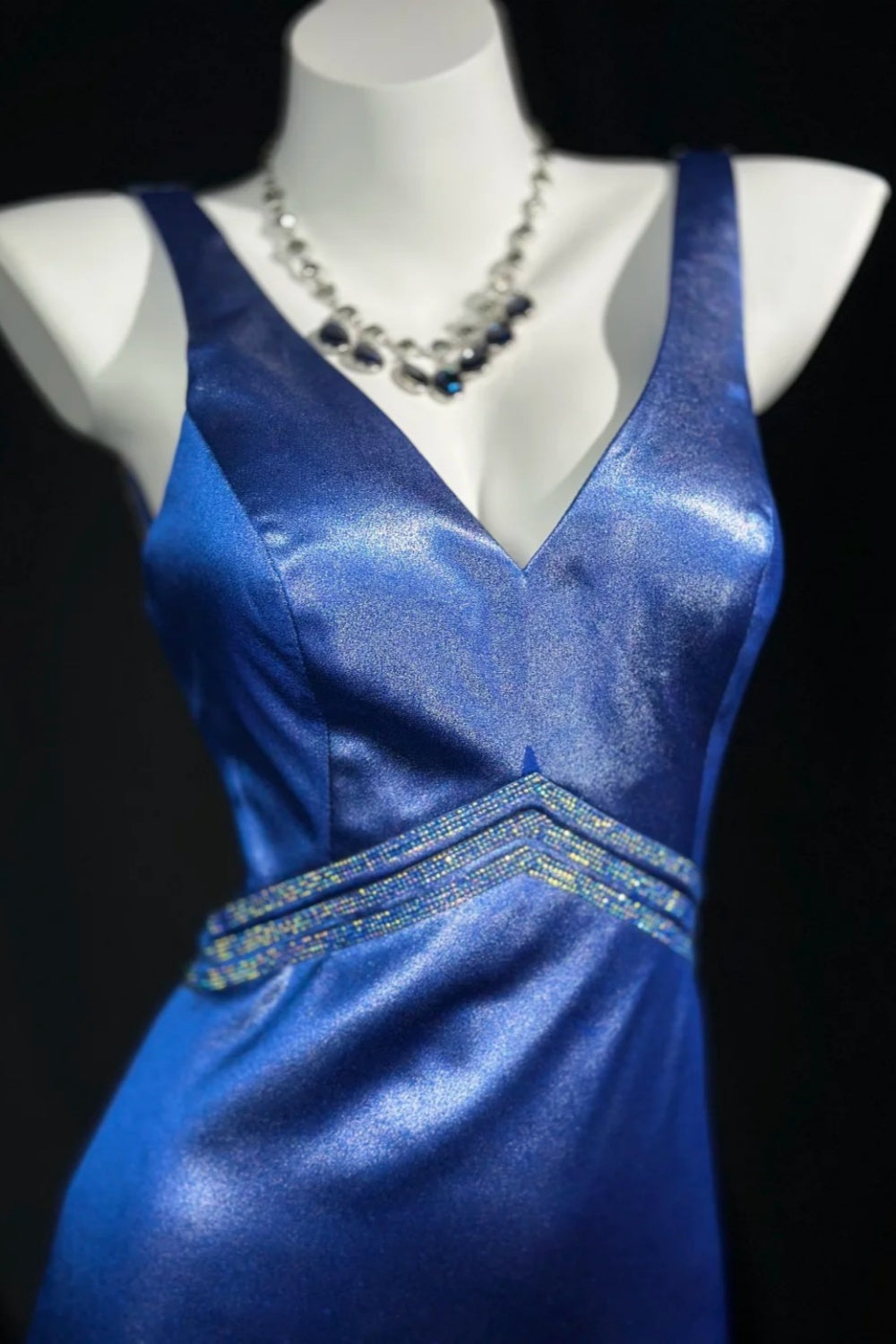 formaldressy-Exquisite Blue Cross - Back Rhinestone Evening Dress gh5847