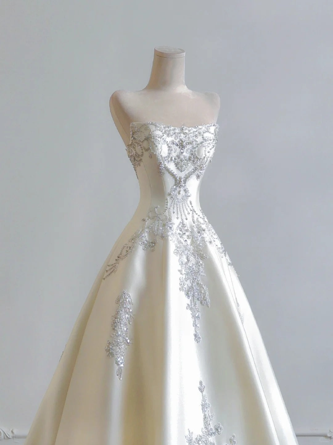 formaldressy--White exquisite beaded long satin prom wedding dress gh5482