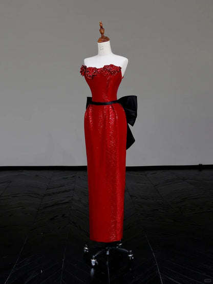 formaldressy -Red shiny long sequined prom dress evening dress party dress gh5120