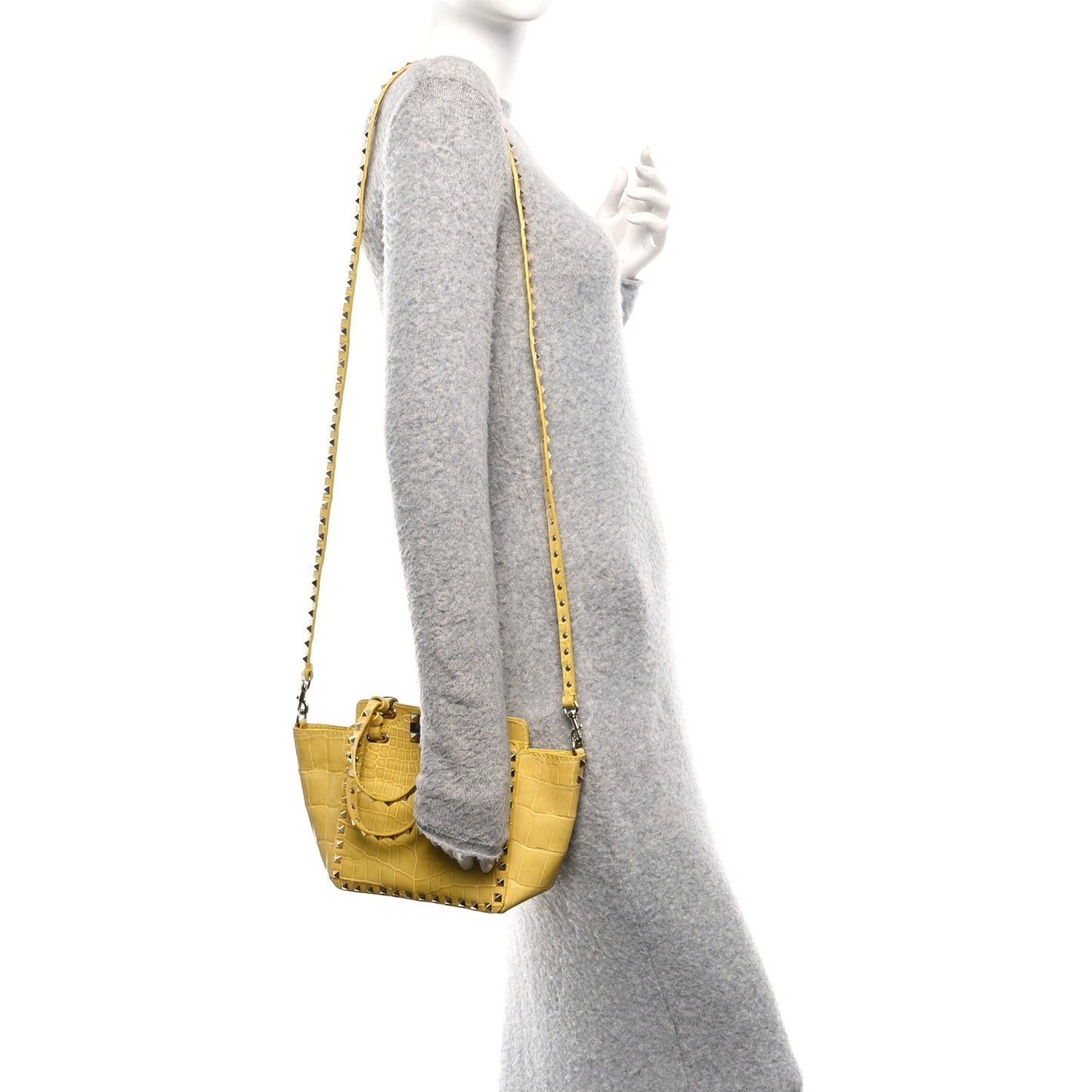 Crocodile Small Rockstud Tote Jonquill
