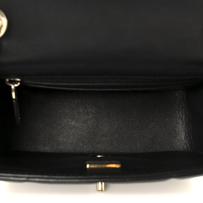 Lambskin Resin Crystal Square Quilted Mini Monacoco Flap Black