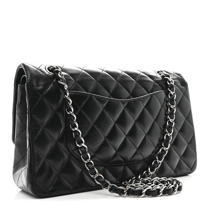 Lambskin Quilted Medium Double Flap Black