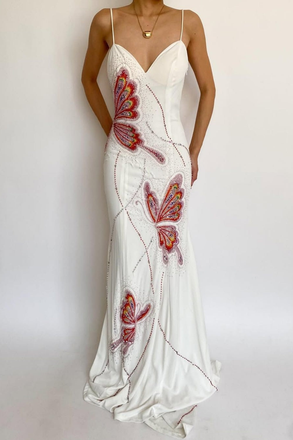 formaldressy-Elegant Long chiffon Party Dress With Butterflies gh6108