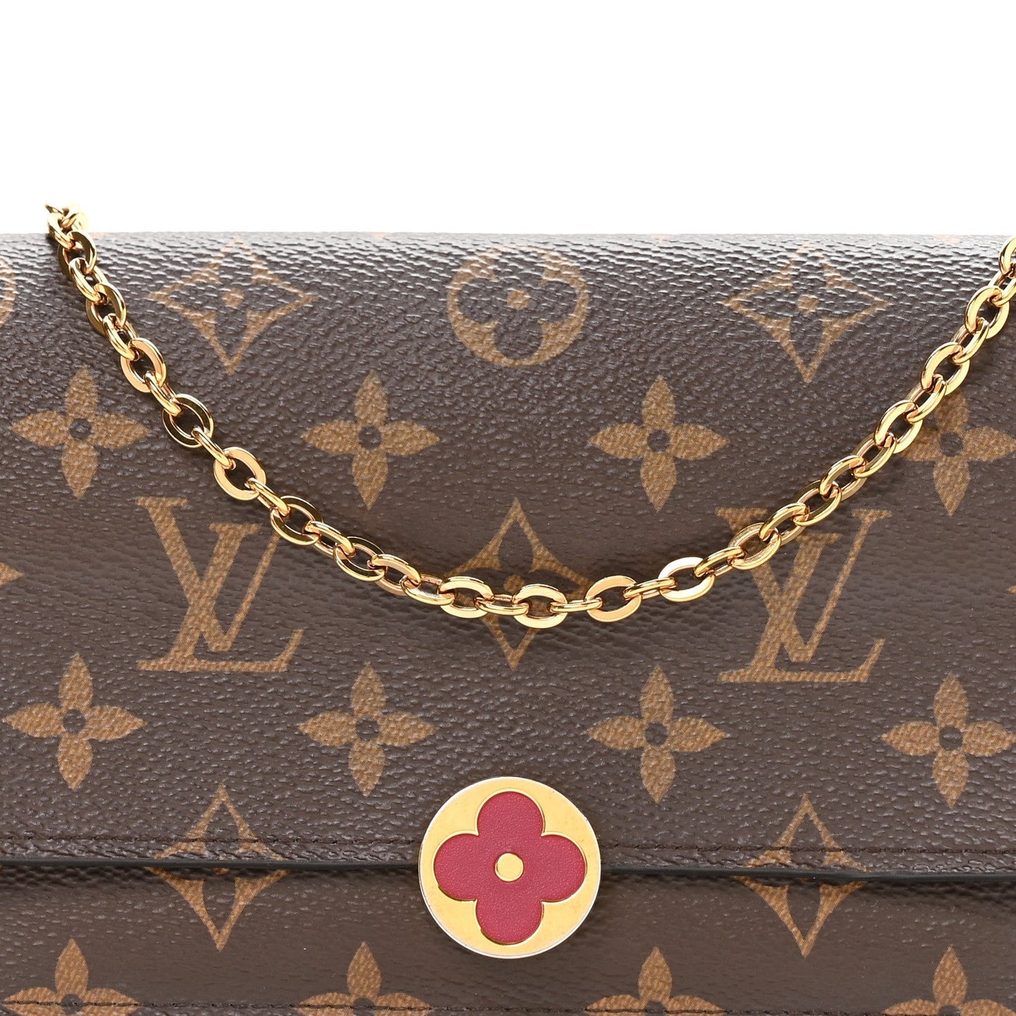 Monogram Flore Chain Wallet Fuchsia