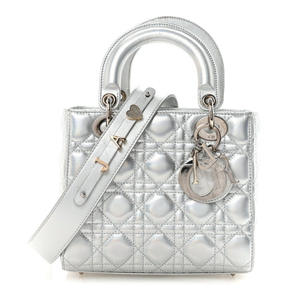 Iridescent Metallic Lambskin Cannage Small My ABCDior Lady Dior Silver
