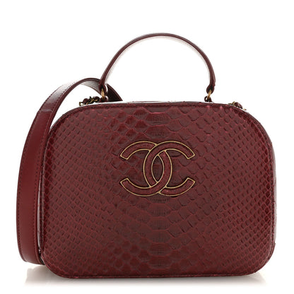 Snakeskin Calfskin Quilted Small Coco Curve Vanity Burgundy