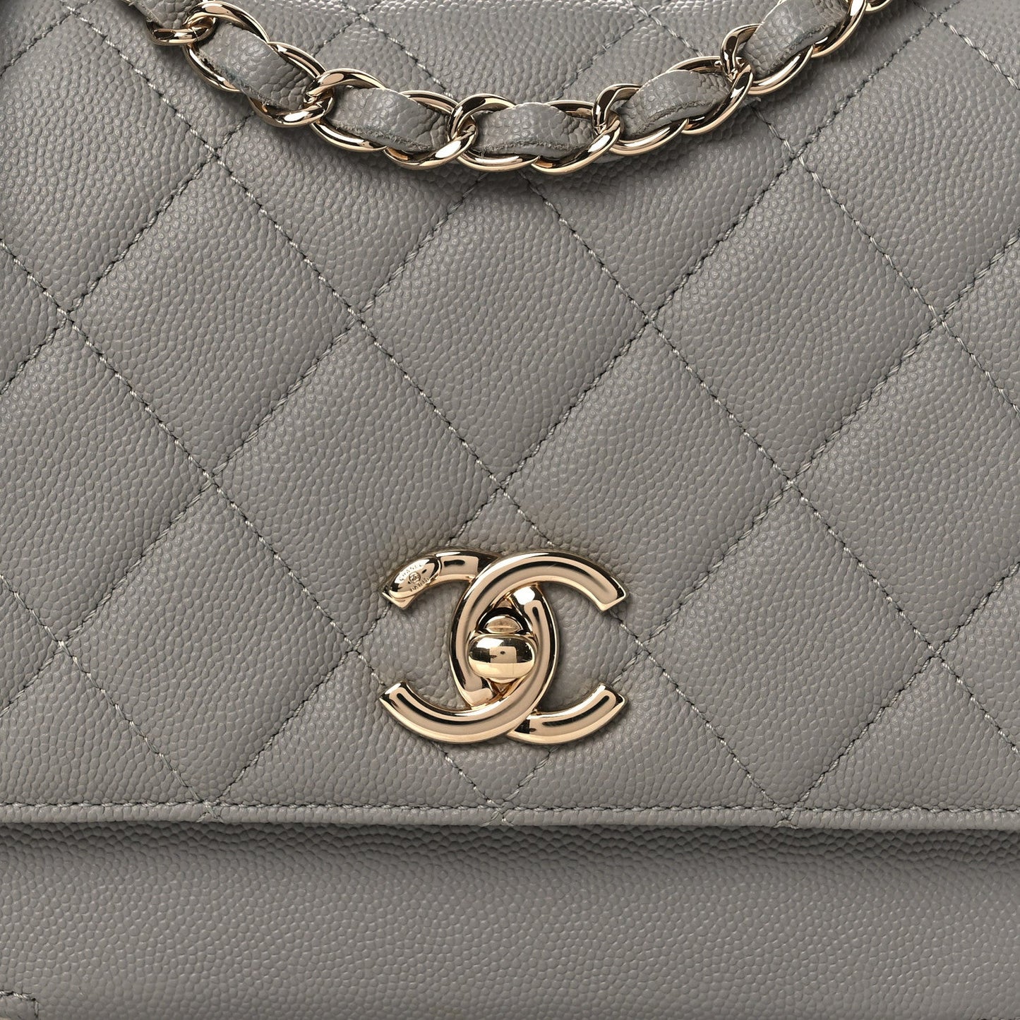 Caviar Quilted Medium Business Affinity Flap Grey