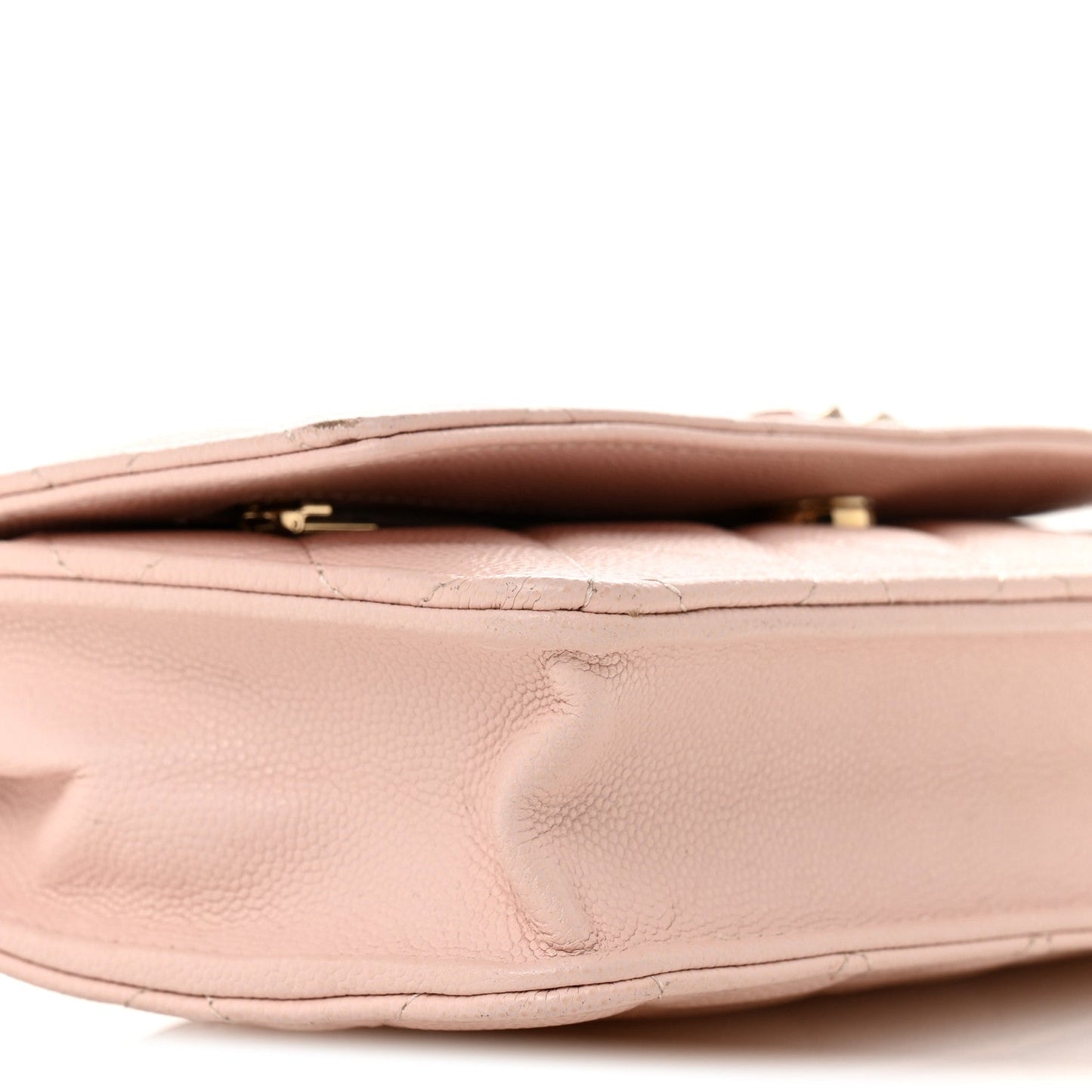 Caviar Quilted Crystal Enamel CC Wallet On Chain WOC Light Pink