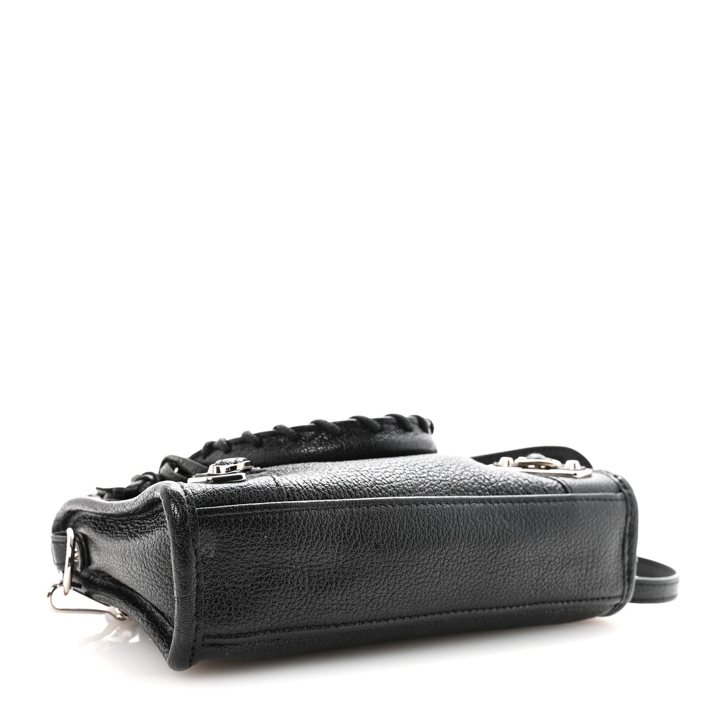 Chevre Silver Metallic Edge Hardware Nano City Black