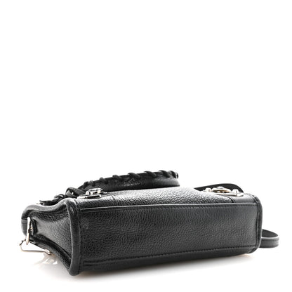 Chevre Silver Metallic Edge Hardware Nano City Black