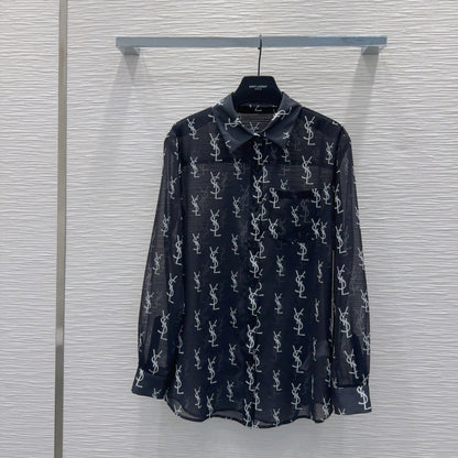 YSL 2025 Monogram Suit Black White Polyester