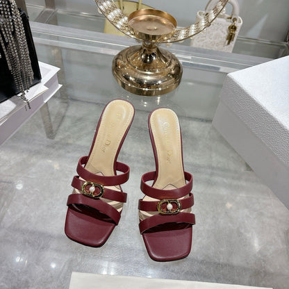 CD 26 High-Heeled Sandals 75mm Dark Red Leather 592254