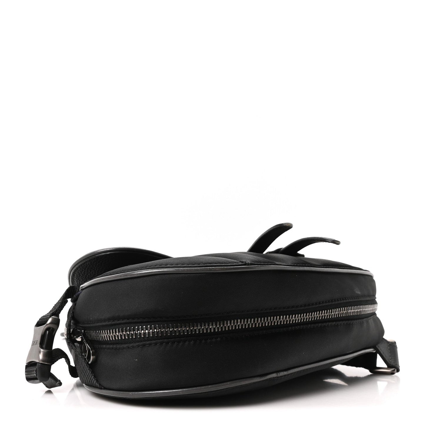 X Sacai Grained Calfskin Technical Fabric Mens Saddle Bag Black