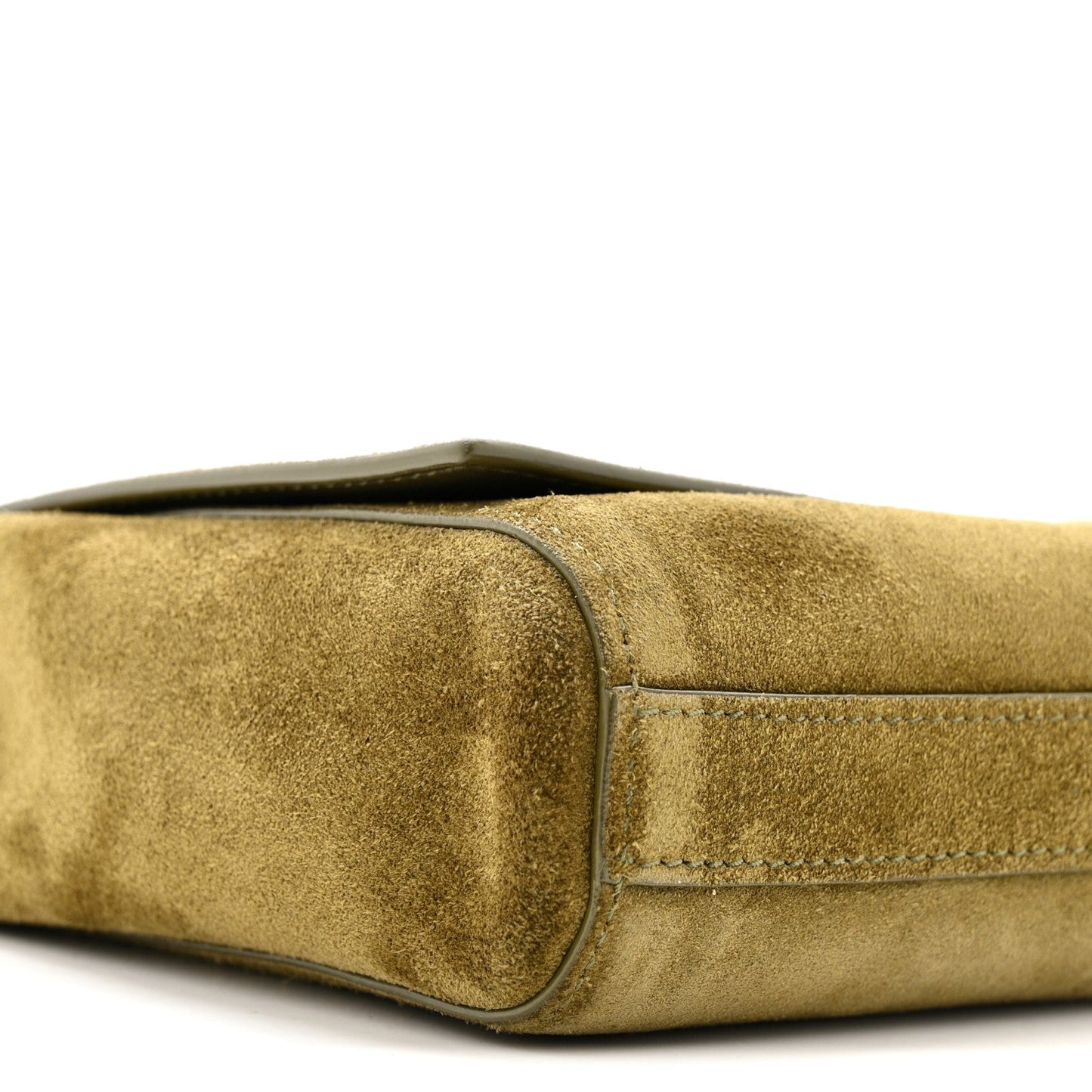 Smooth Calfskin Suede Small Reversible Monogram Kate Satchel Loden Green