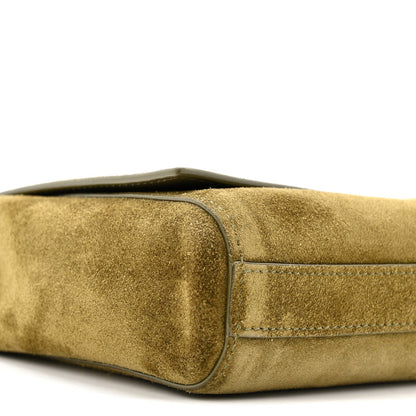 Smooth Calfskin Suede Small Reversible Monogram Kate Satchel Loden Green