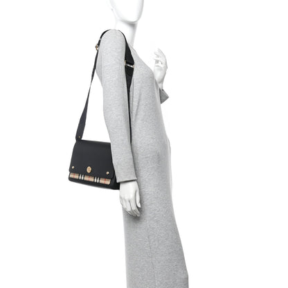Grainy Calfskin Vintage Check Note Crossbody Bag Black