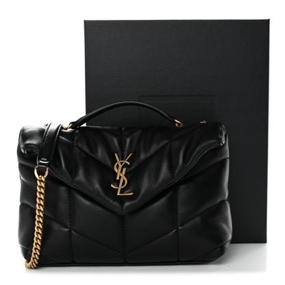 Lambskin Quilted Toy Loulou Puffer Monogram Chain Satchel Black
