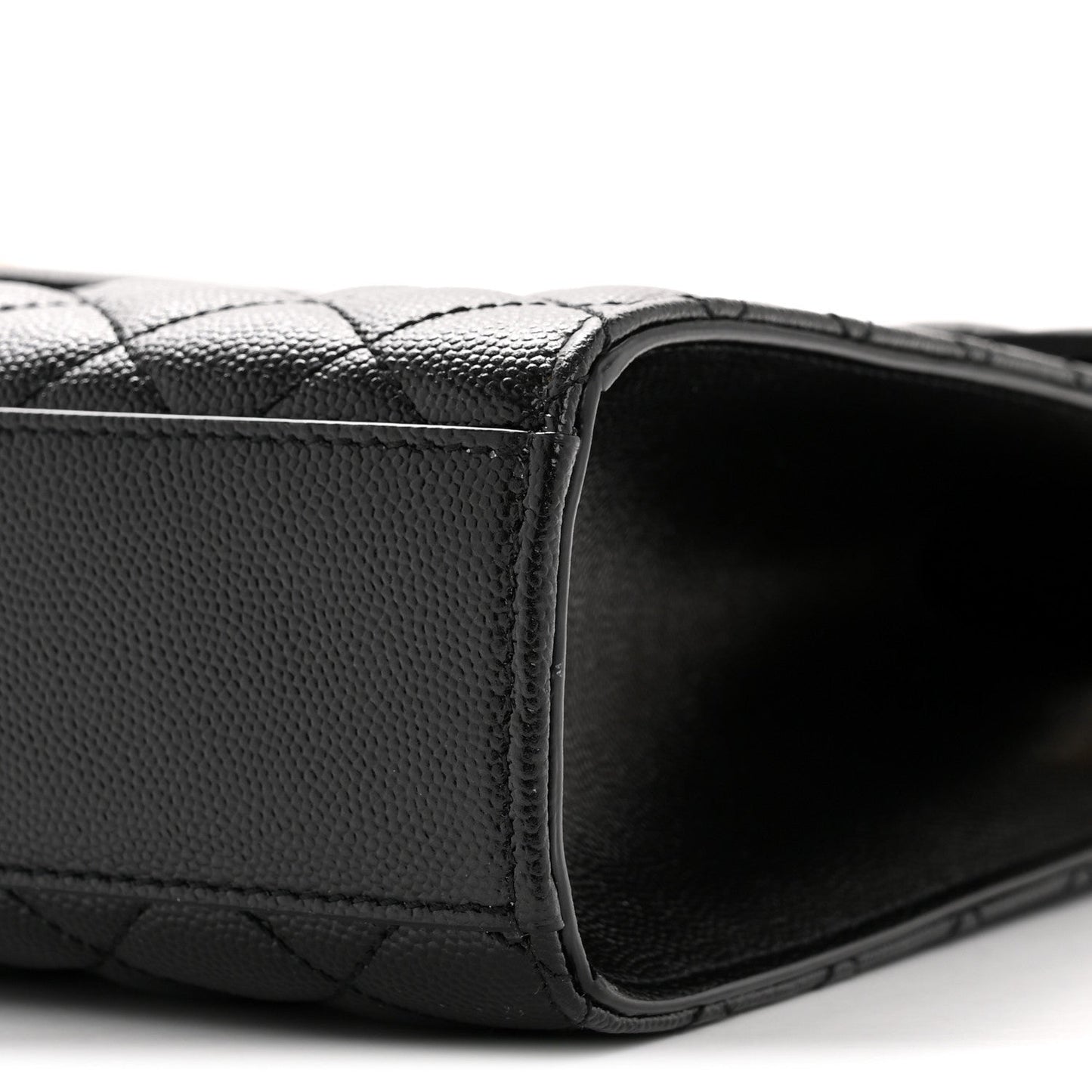 Grain De Poudre Textured Mixed Matelasse Large Triquilt Monogram Satchel Black