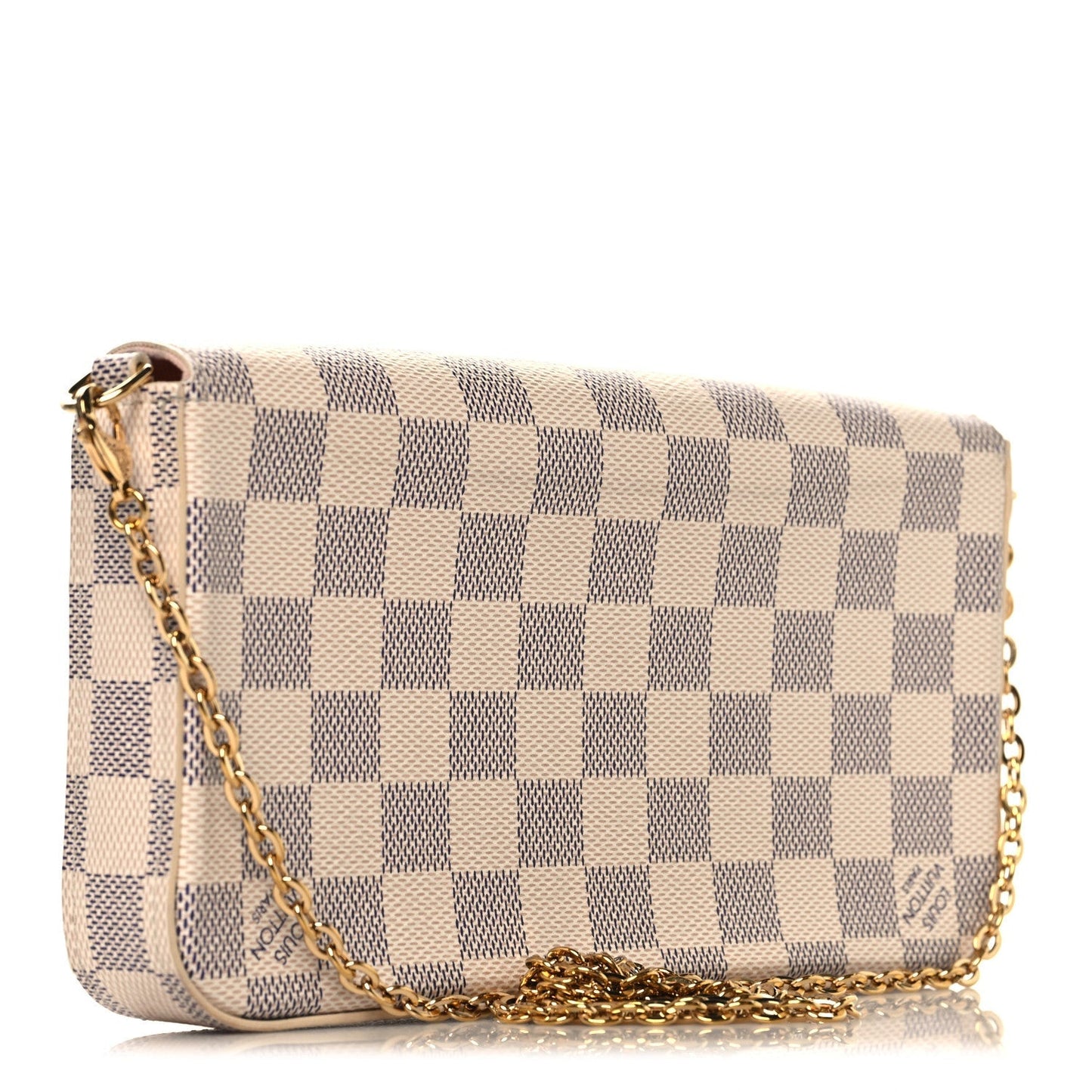 Damier Azur Pochette Felicie Chain Wallet Rose Ballerine