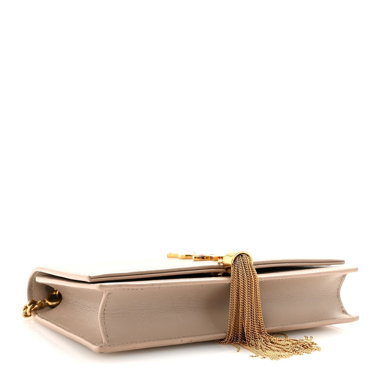 Smooth Calfskin Classic Monogram Kate Tassel Chain Wallet Dark Beige