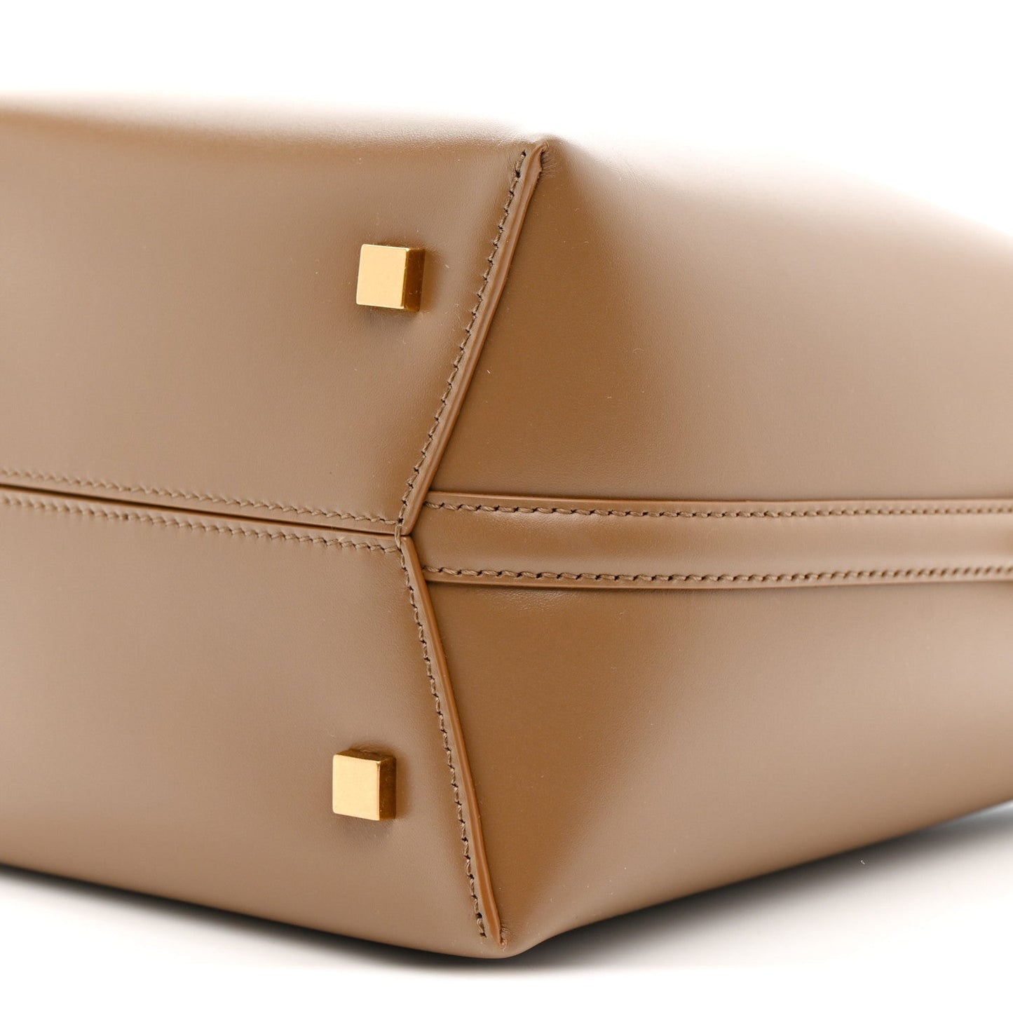 Shiny Calfskin Le 37 Small Bucket Bag Dark Cork