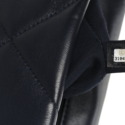 Lambskin Quilted Medium Chanel 19 Flap Navy Blue