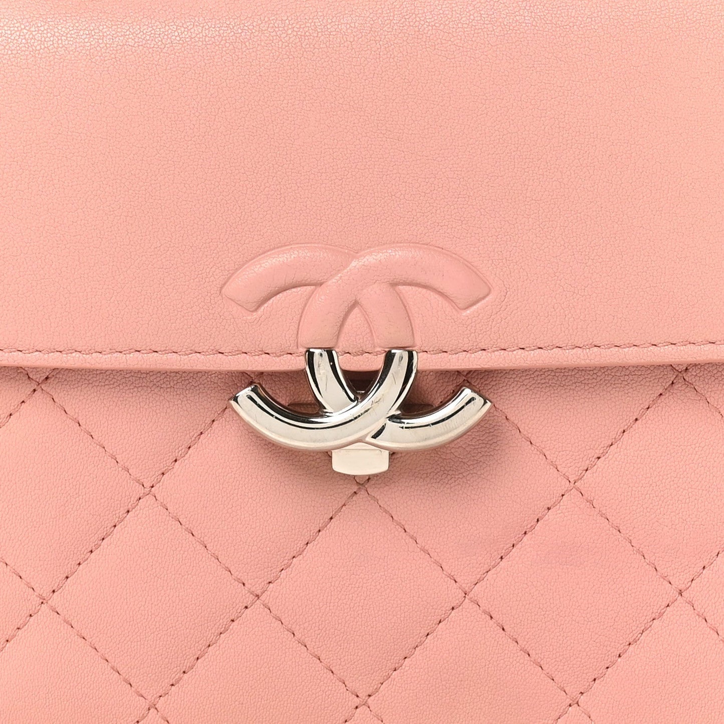 Goatskin Quilted Small CC Box Flap Pink