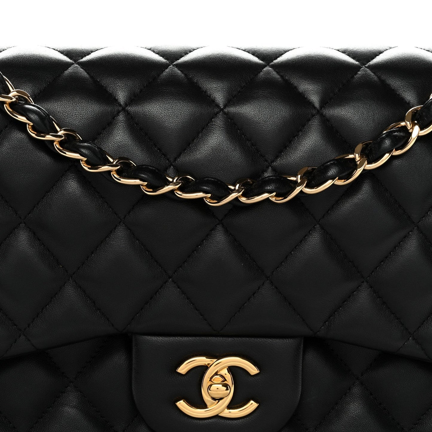 Lambskin Quilted Jumbo Double Flap Black