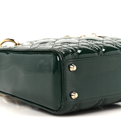 Patent Cannage Mini Lady Dior Pine Green