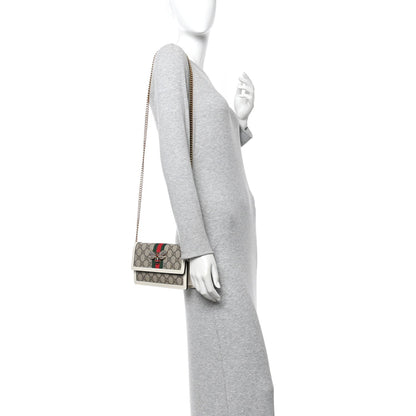 GG Supreme Monogram Web Queen Margaret Chain Wallet White