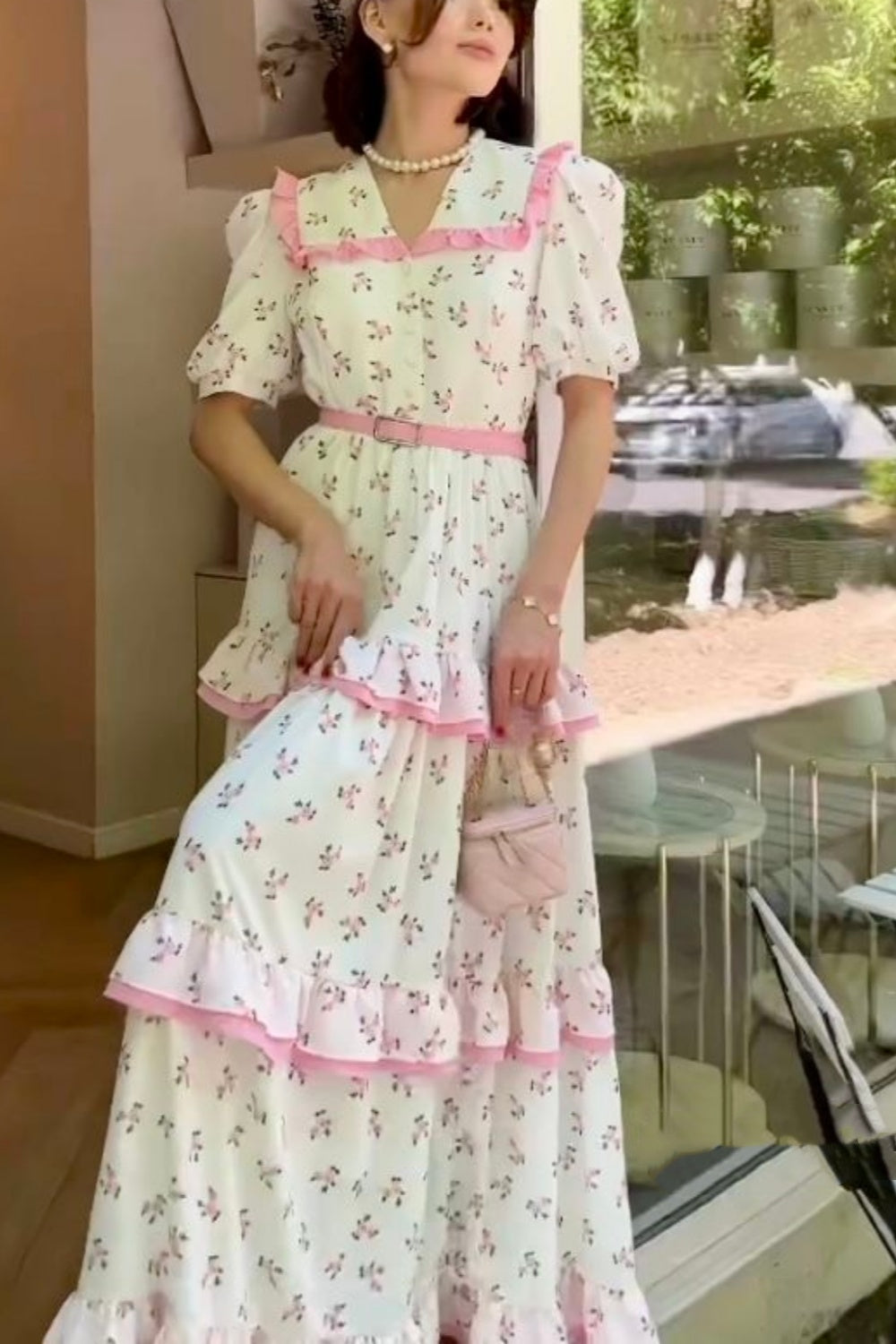 formaldressy-Pink Short-Sleeved Holiday Dress gh5934