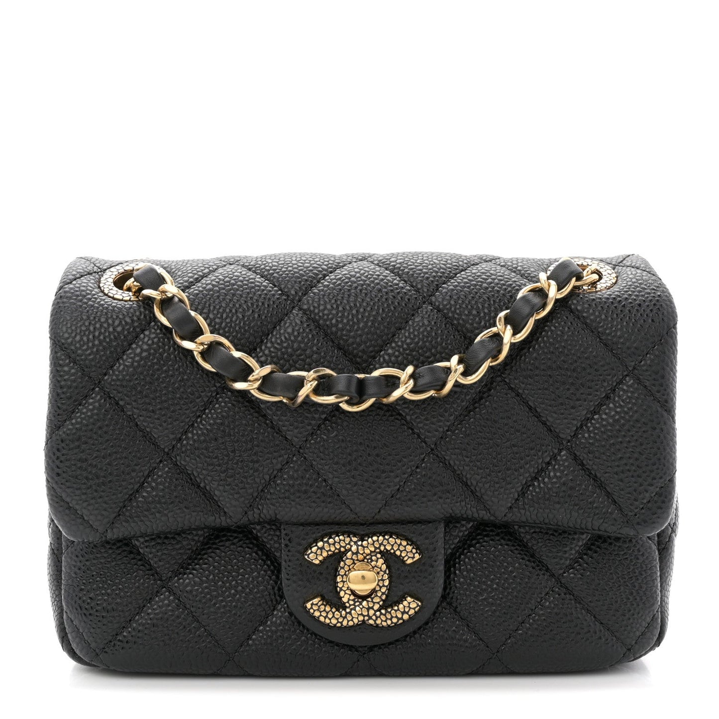 Grained Lambskin Quilted Mini Flap Black