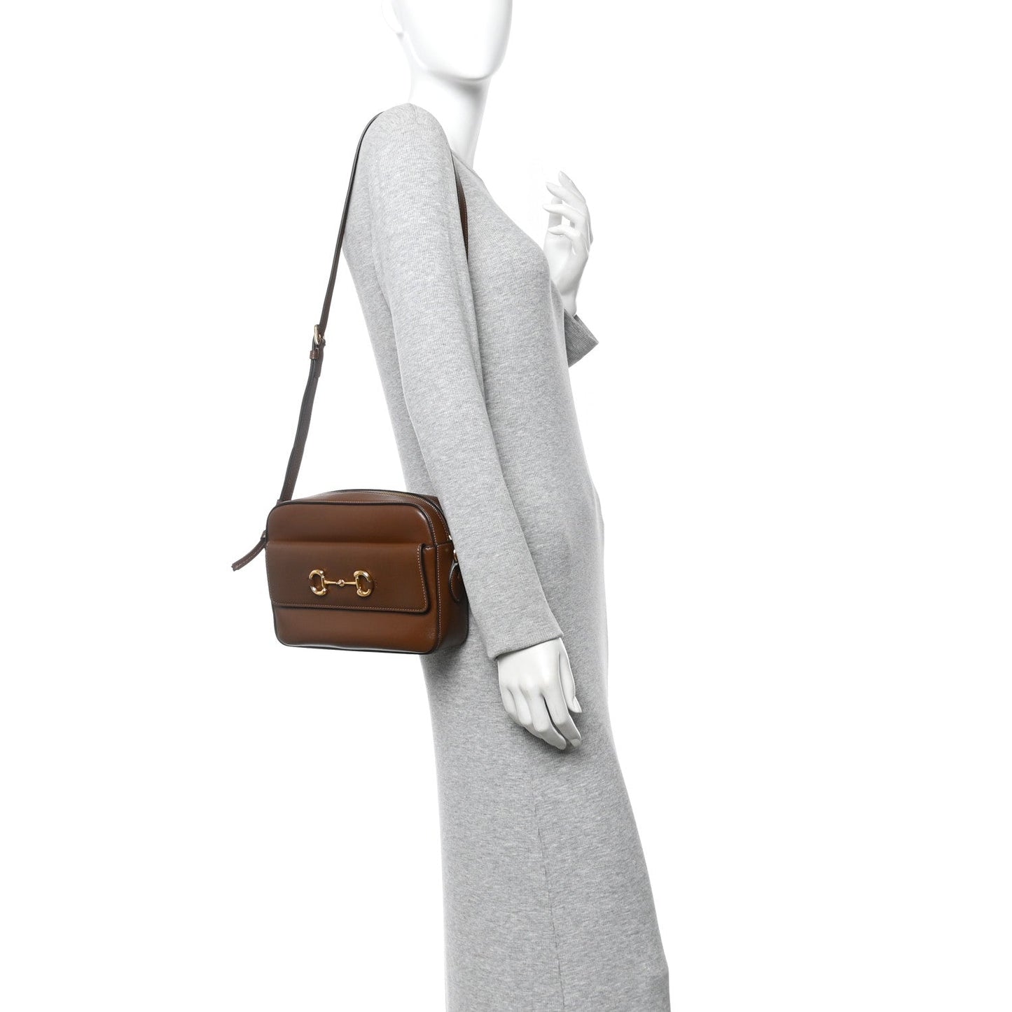 Azalea Calfskin Small Horsebit 1955 Shoulder Bag Brown Sugar