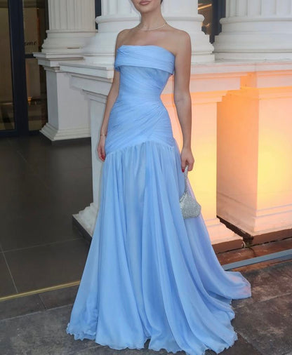 formaldressy-Blue Tulle Fashionable And Simple Ball Gown/Graduation Dress gh6107