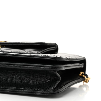 Caviar Quilted Pocket Clutch With Chain WOC Black