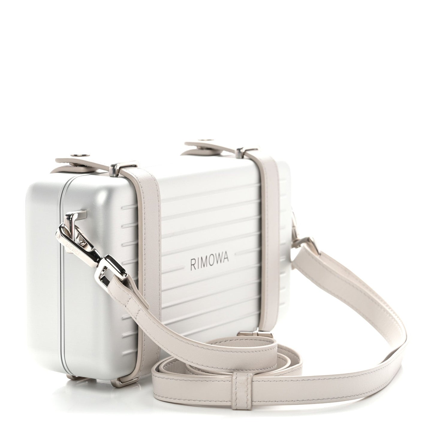 X RIMOWA Aluminum Personal Clutch On Strap Silver