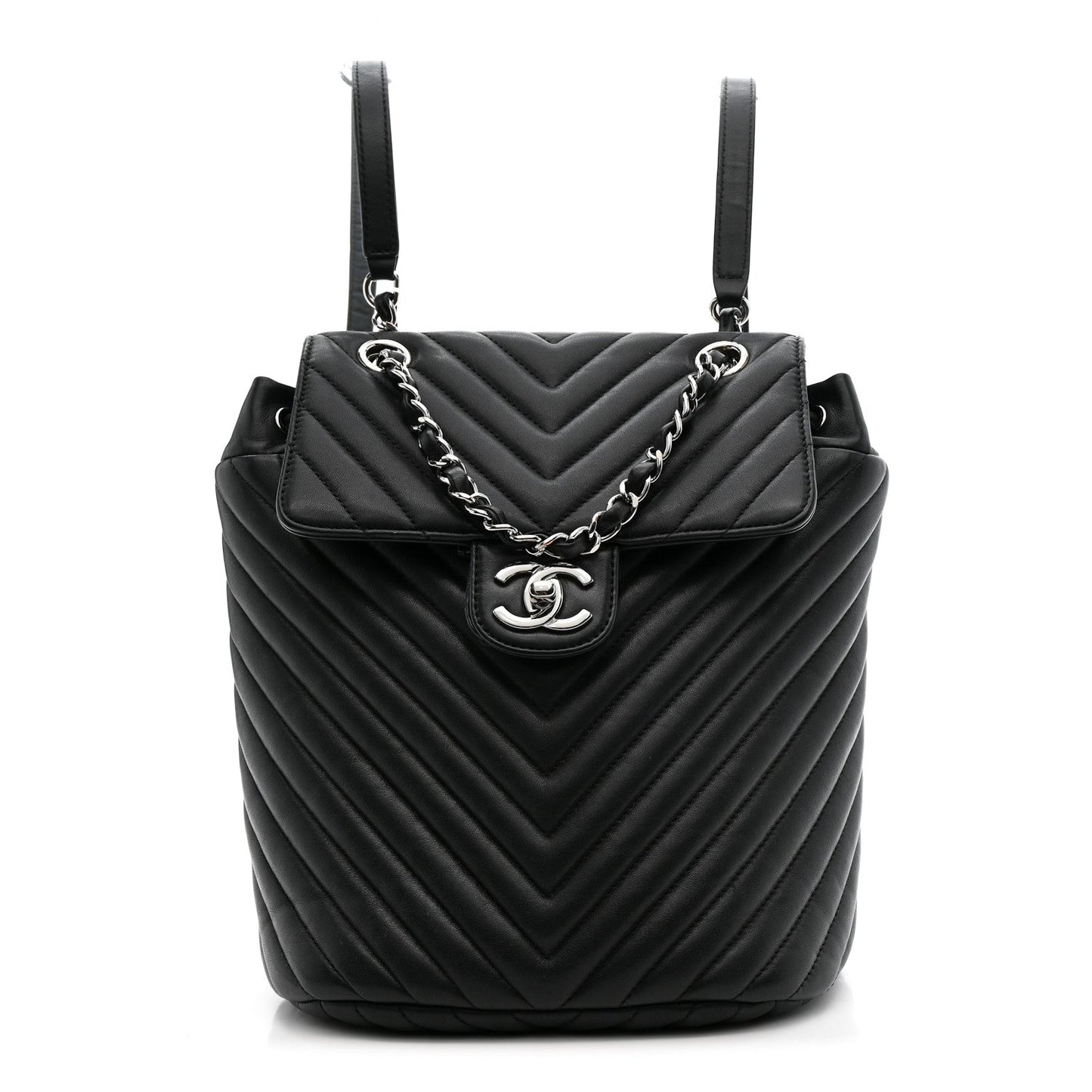 Calfskin Chevron Quilted Small Urban Spirit Backpack Black