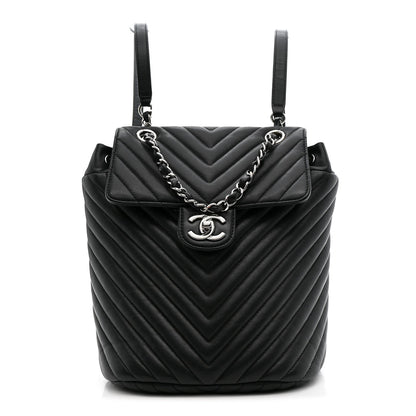 Calfskin Chevron Quilted Small Urban Spirit Backpack Black